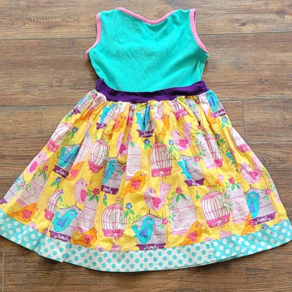 KPea Twirl Dress with Birds in Birdcage Print Little Girls Size 8 - Picture 4 of 4
